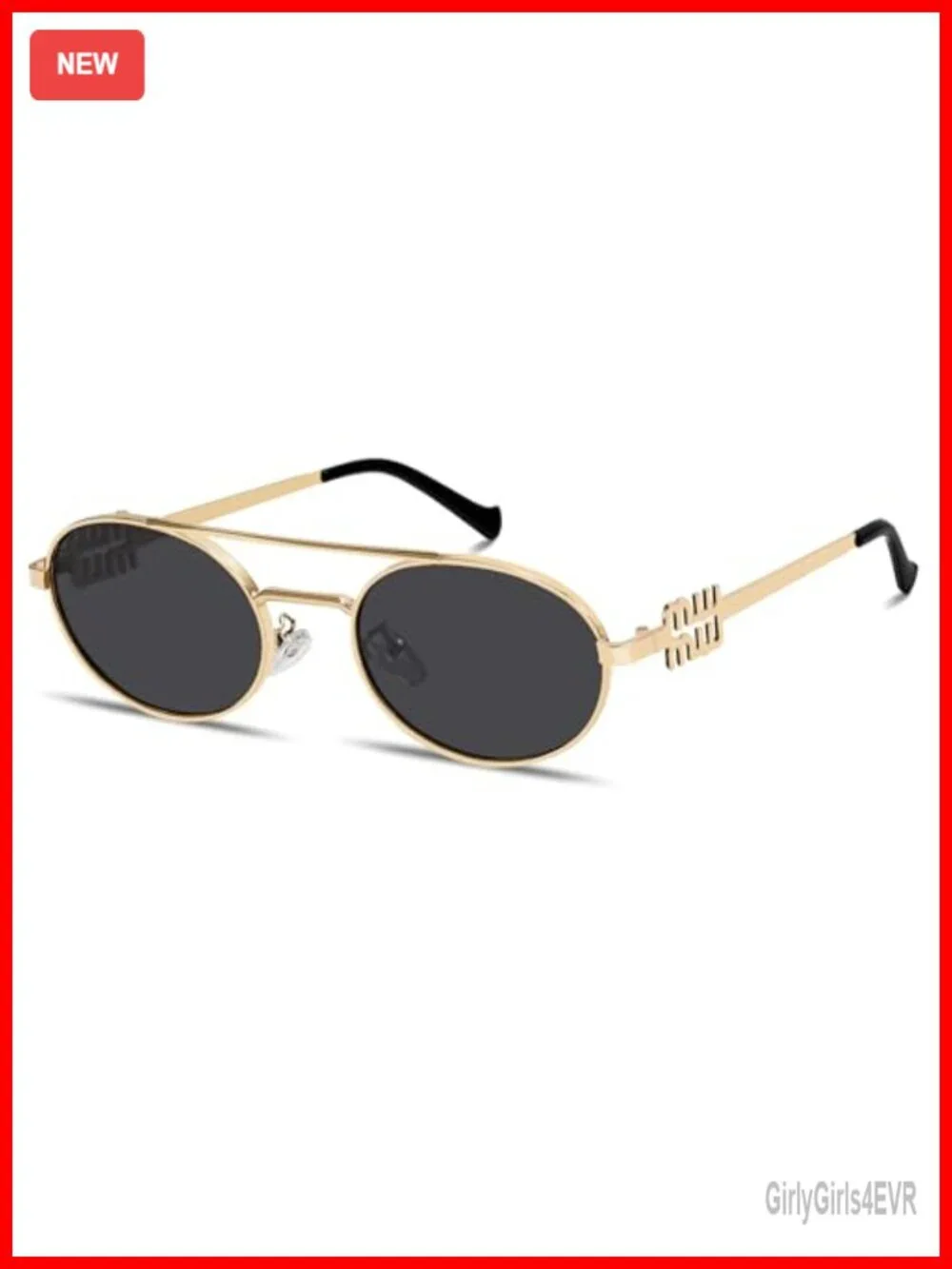 Retro Gold Metal Oval 90s Sunglasses for Women Small Chic UV400